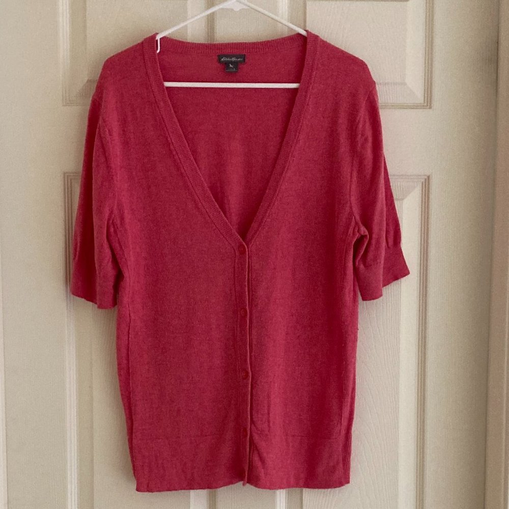 Eddie Bauer Women's Short Sleeve Cardigan Sweater Size Large
